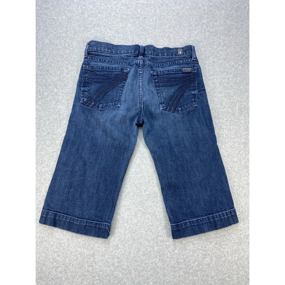 7 For All Mankind Dojo Jeans Womens 27x20 Blue Dark Wash Low Rise Capri Stretch